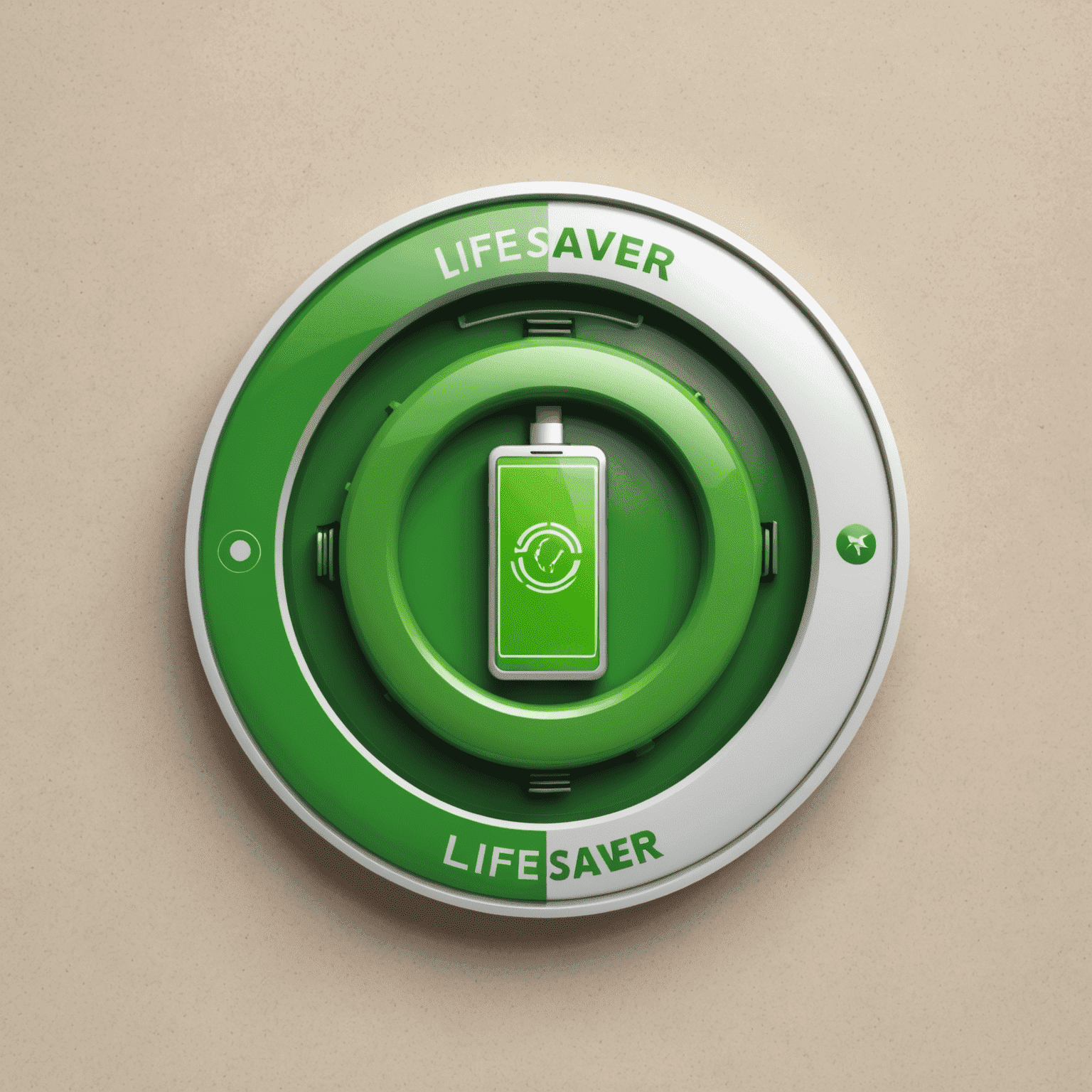 LifeSaver logo - A modern, sleek design featuring a stylized mobile phone with a green battery icon