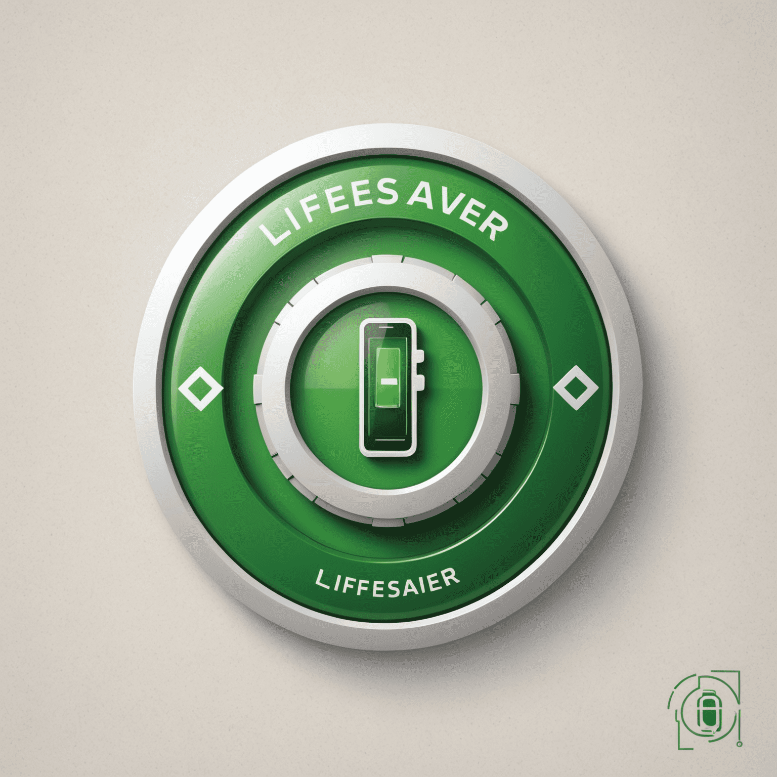 LifeSaver logo - A modern, sleek design featuring a stylized mobile phone with a green battery icon