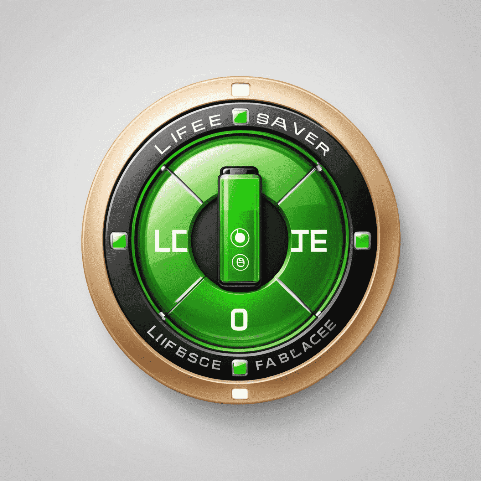 LifeSaver logo - A modern, sleek design featuring a stylized mobile phone with a green battery icon